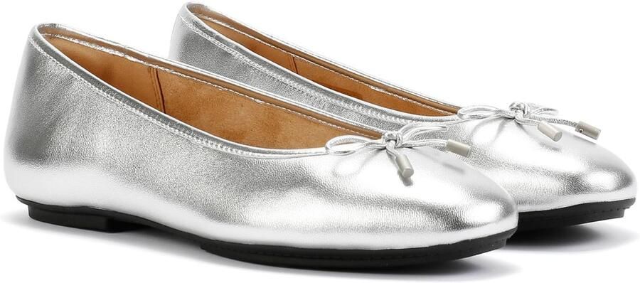 FitFlop Delicato Leren Dames Zilveren Platte Schoenen