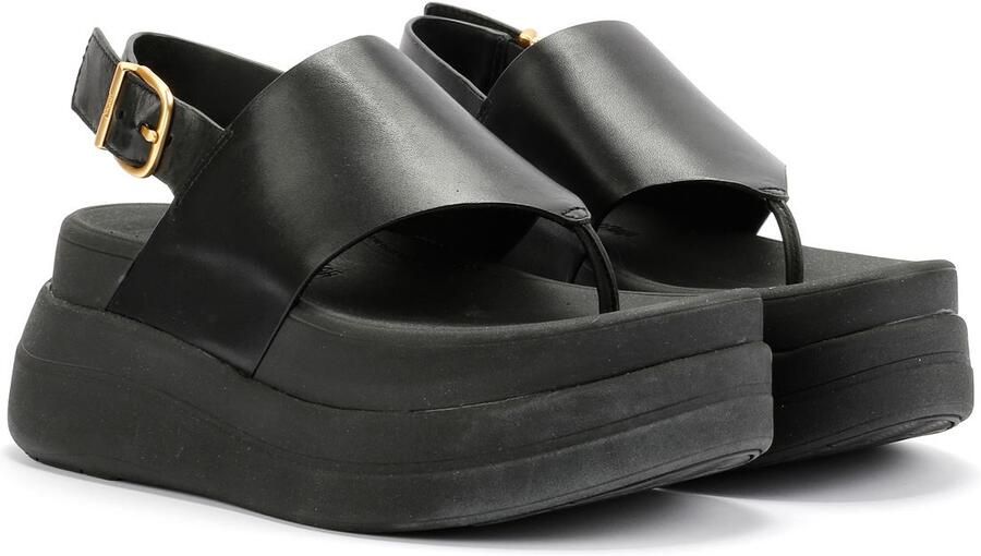 FitFlop F-Mode Dames Zwart Leren Sandalen