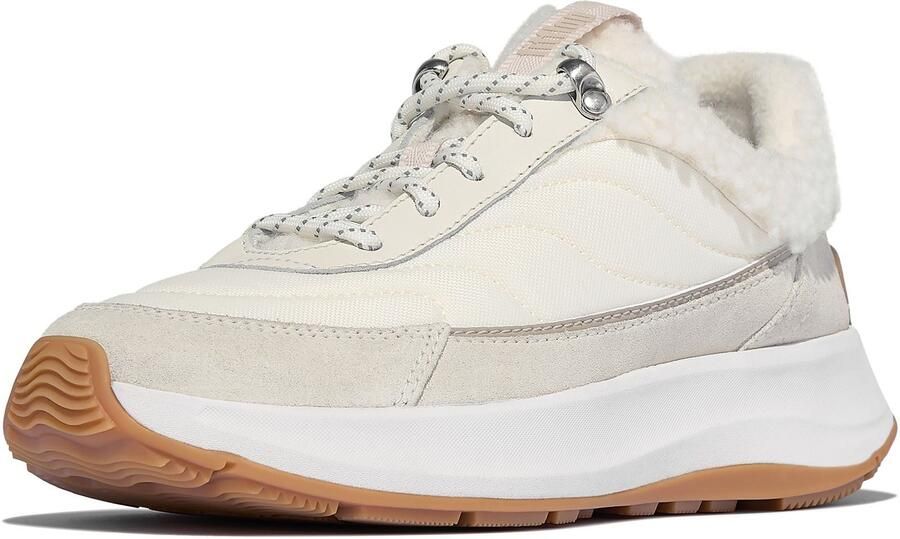 FitFlop F-Mode Flow Suède Dames Crème Mix Sneakers