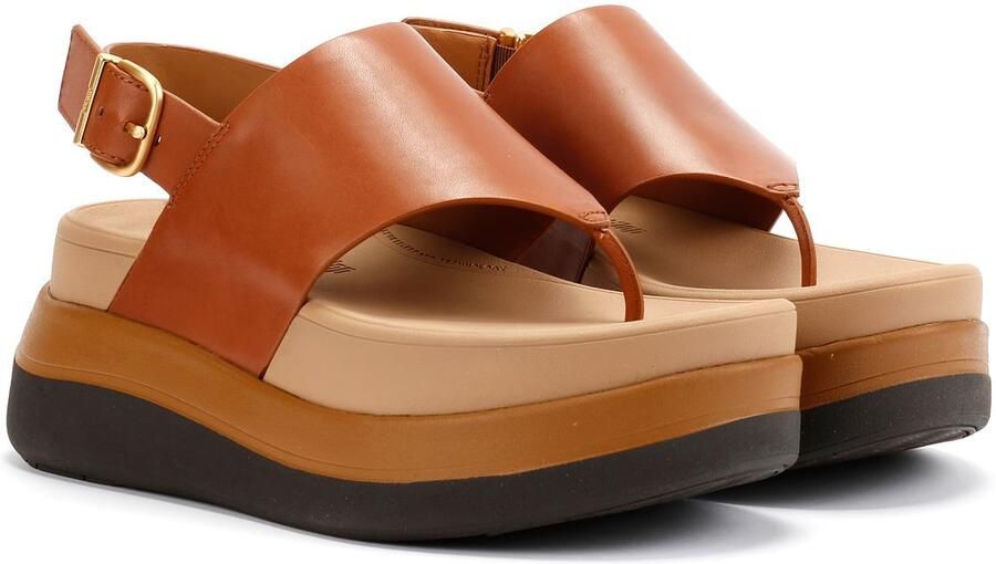 FitFlop F-Mode Leren Dames Bruine Sandalen