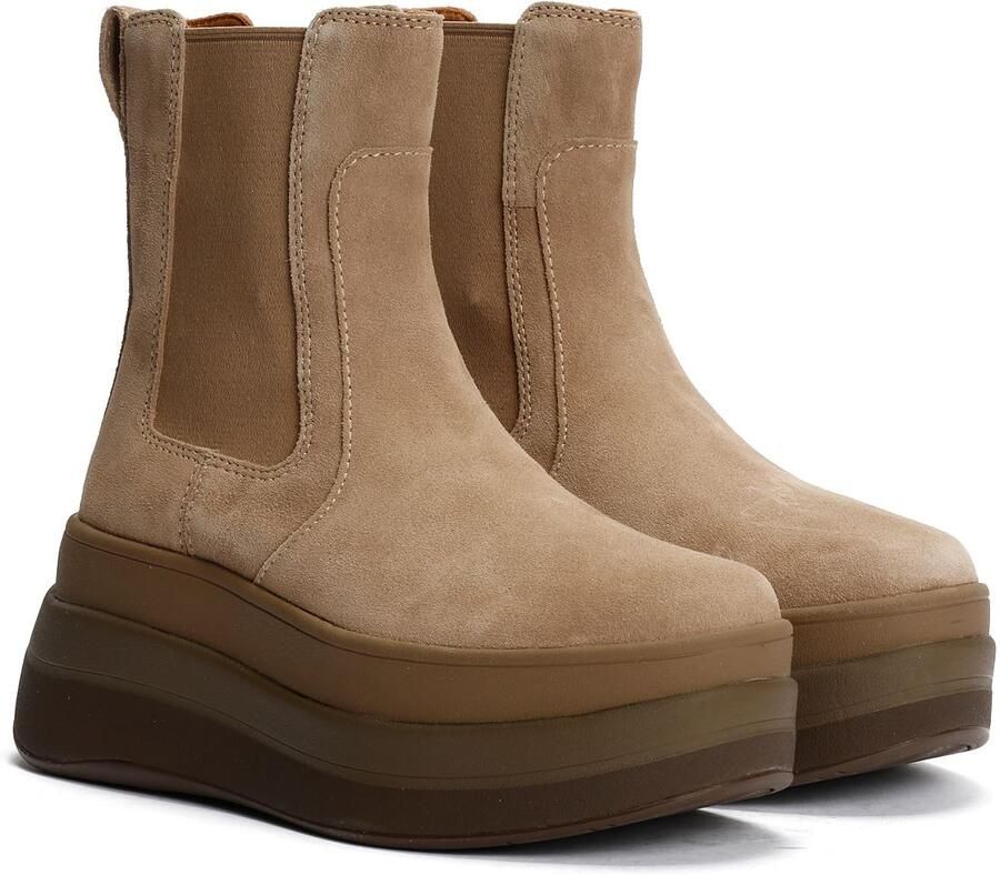 FitFlop F-Mode Suède Dames Beige Laarzen