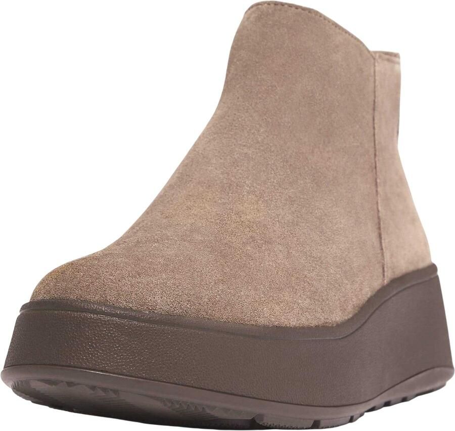 FitFlop Fit Flop Dames F-Mode Suede Flatform Enkellaars met Zijrits (Grijs)