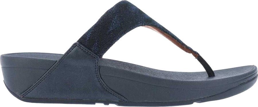 FitFlop Fit Flop Dames Lulu Glitz Toe Post Wedge Sandalen (Marine)
