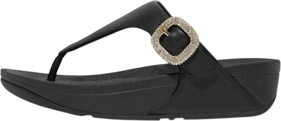 FitFlop Fit Flop Dames Lulu Leren Sandalen met Ruitsteentje Gesp (Zwart)