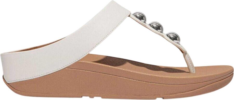 FitFlop Fit Flop Lederen sandalen met teenband en sleehak met spiegelende koepel voor dames (Wit)