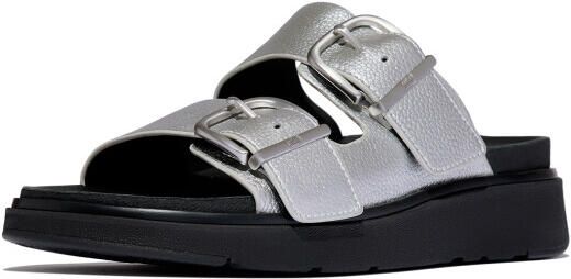 FitFlop Gen-ff buckle tumbled-leather two-bar slides