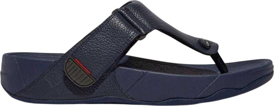 FitFlop Heren Leren Teen Post Platte Sandalen (Marine)