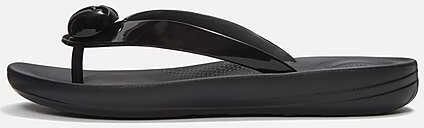 FitFlop Iqushion Glanzende Knop Dames Zwarte Slippers