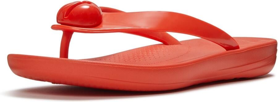 FitFlop iQushion Glanzende Knop Polyurethaan Dames Cherry Tomato Flip-Flops