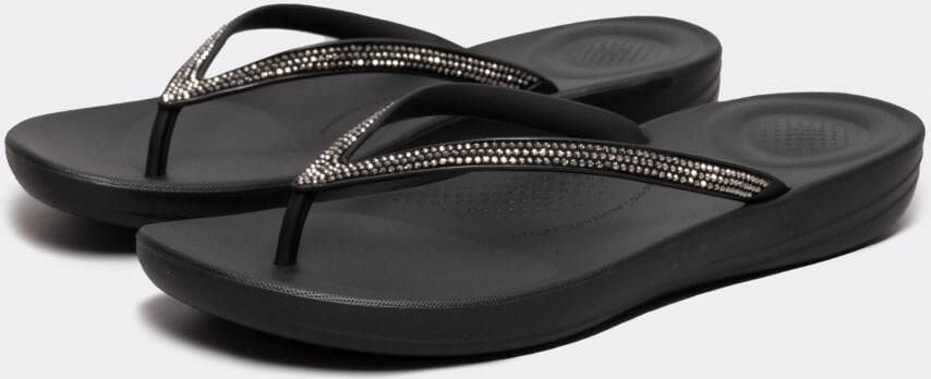 FitFlop Iqushion Sparkle Rubberen Dames Zwarte Flip-Flops