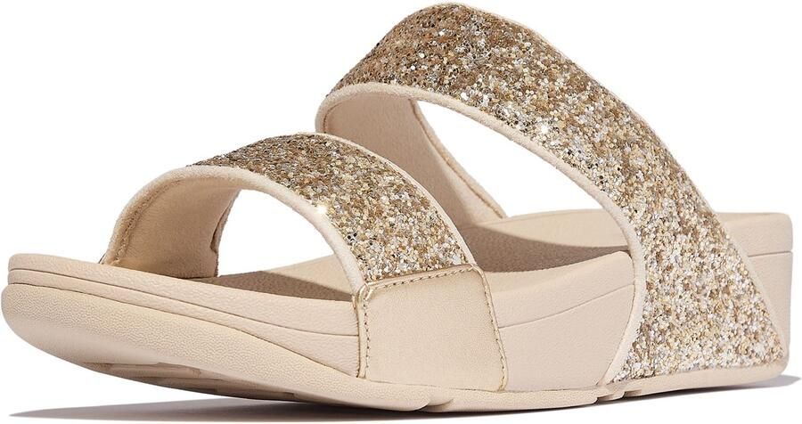 FitFlop Lulu 2 Bar Glitter Polyurethaan Dames Sandalen Platino Zilver