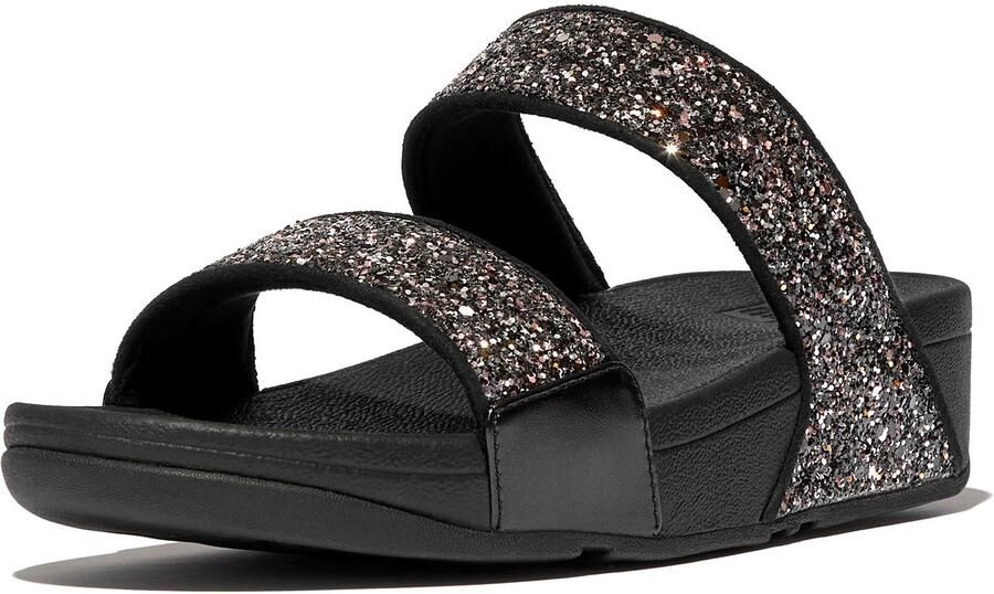 FitFlop Lulu 2 Bar Glitter Polyurethaan Dames Sandalen Zwart Multi