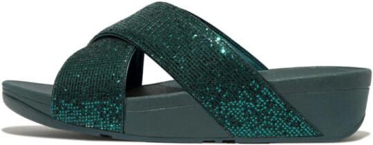 FitFlop Lulu cross slide glitterball metallic