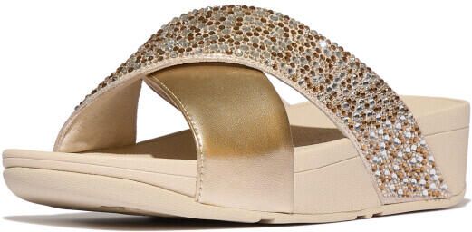 FitFlop Lulu crystal-mix metallic cross slides