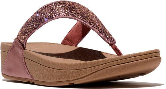 FitFlop Lulu crystal-mix metallic toe-post sandals