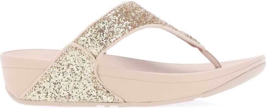 FitFlop Lulu Glitter Toe Thongs Dames Platino Sandalen