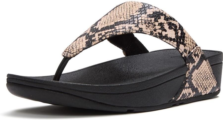 FitFlop Lulu Leren Dames Sandalen Hazy Taupe Zwart