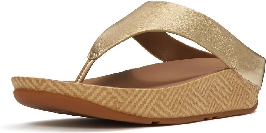 FitFlop Lulu Lux Graphic-Weave Tussenschoen Leer Dames Platino Sandalen
