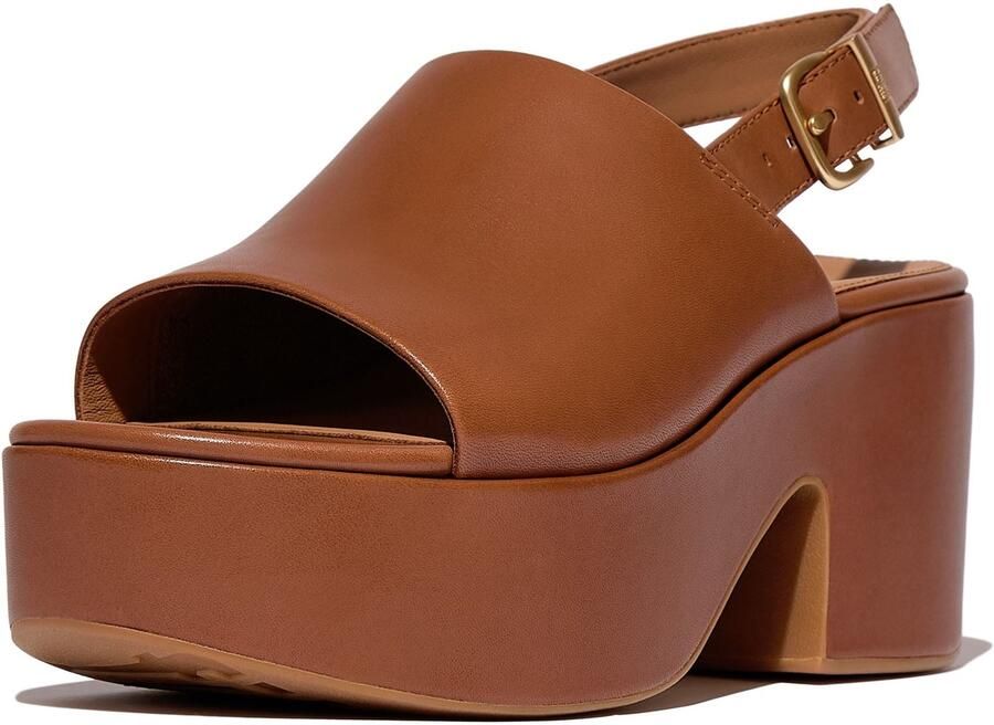 FitFlop Platfforms Hiel Backstrap Leer Dames Diep Tan Flip-Flops