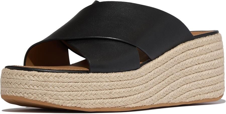 FitFlop Platvorms Lederen Dames Zwarte Sandalen