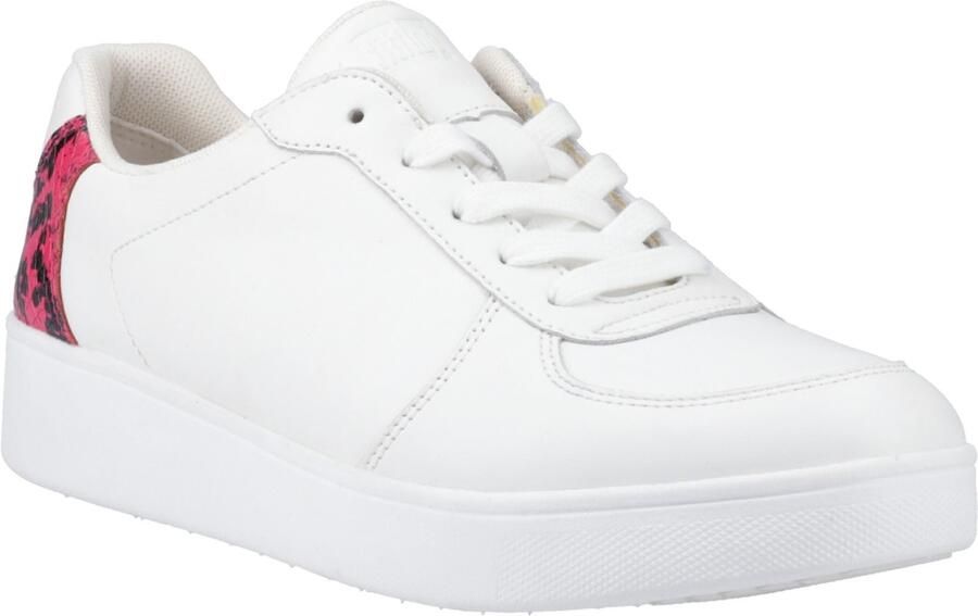 FitFlop Rally Slangenprint-Backtab Leren Dames Urban Wit Wilde Framboos Sneakers