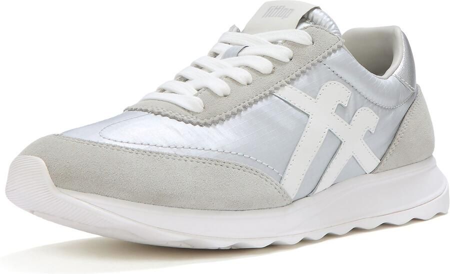 FitFlop Retro-Q FF Nylon Dames Sneakers Zilver Stadswit