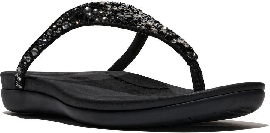 FitFlop Solay Mixed-Crystal Textiel Dames Zwarte Sandalen