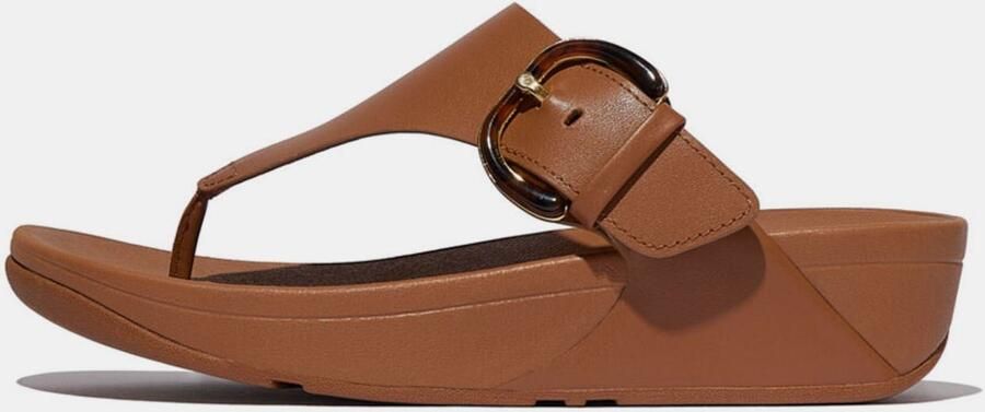 FitFlop Women's Fit Flop Lulu Resin-Buckle Leather Toe-Post Sandals in Tan