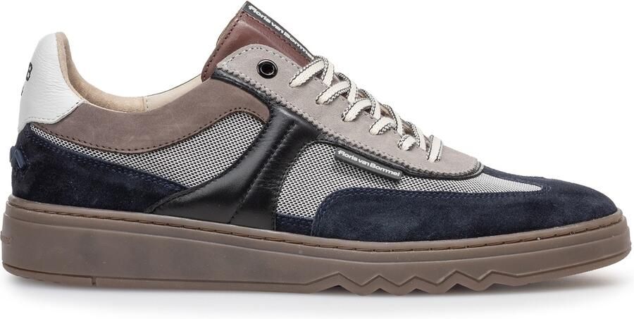 Floris van Bommel Donkerblauwe geprinte sneaker suede