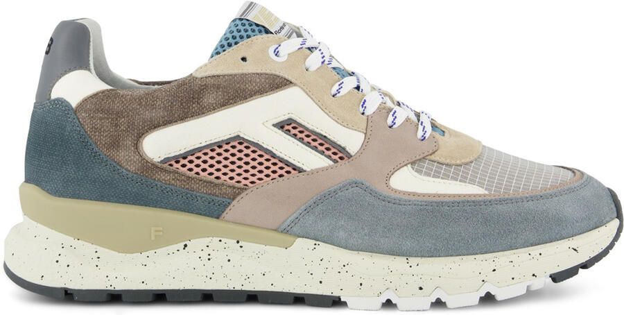 Floris van Bommel Lage sneakers blauw en beige effen