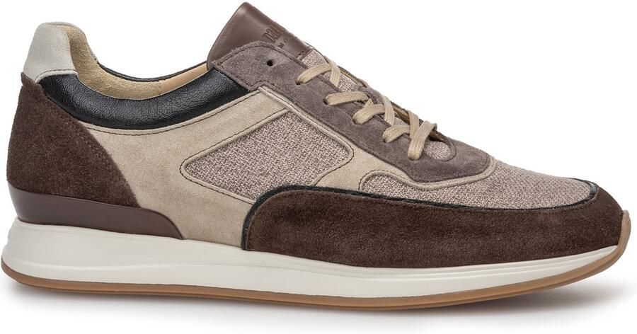 Floris van Bommel Sneaker effen bruin textiel