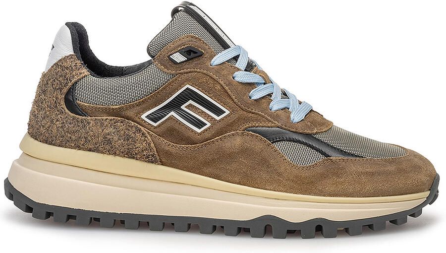 Floris van Bommel Sneaker Van Bommel De Gripper bruin blauwe veter