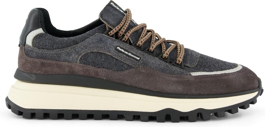 Floris van Bommel Sneaker veters grijs bruin