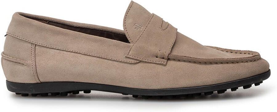 Floris van Bommel Suede Van Bommel loafer lichtbruin met zwarte zool