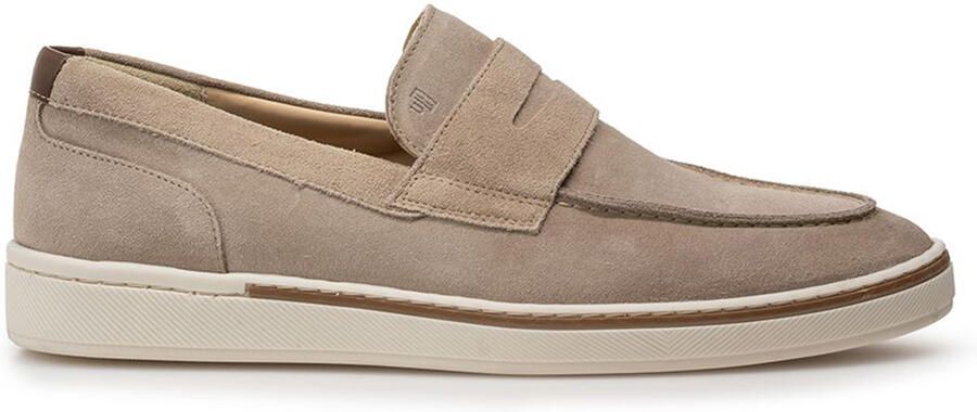 Floris van Bommel Van Bommel loafer beige suede verfijnde instapper met lichte zool