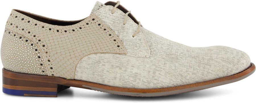 Floris van Bommel Veterschoenen beige effen leer