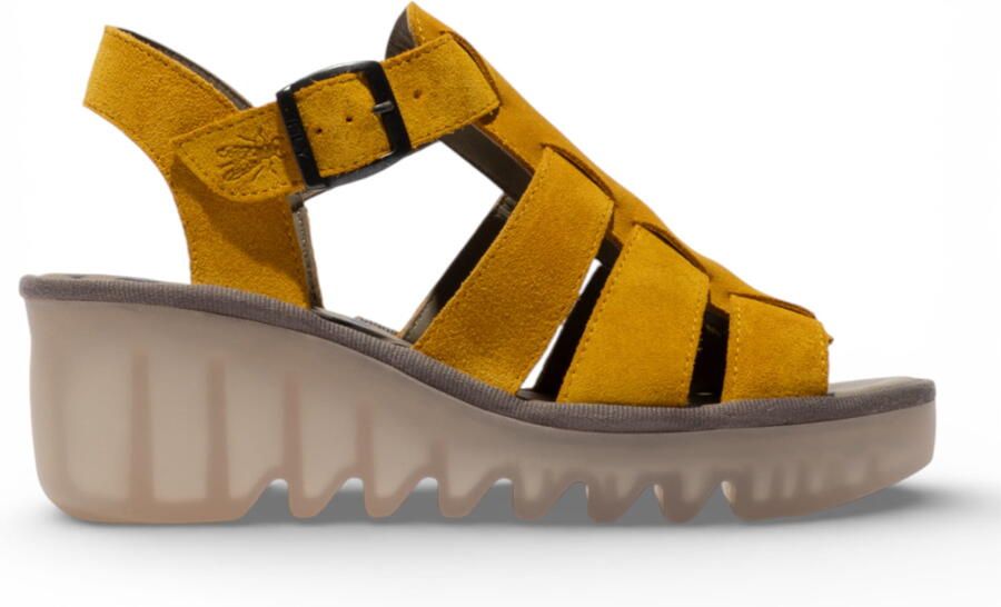 Fly London BAIC621FLY gele suède leren sandalen met sleehak voor dames