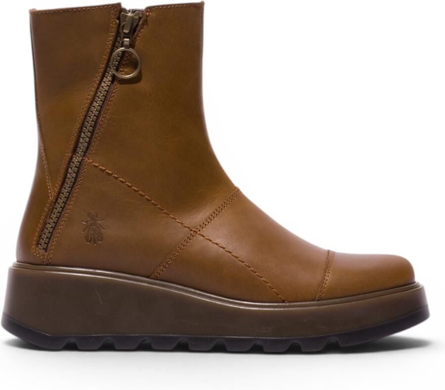 Fly London dames beige leren rits met rits op platform enkellaarzen TARP553FLY