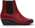 Fly London Dames Bordeauxrode Leren Chelsea-laarzen met wighak ORFU496 - Bordeauxrood