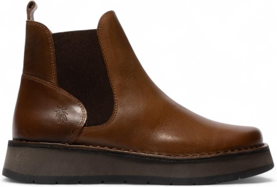Fly London Dames Camel Brown RAWI131 Chelsea Leren Enkellaarsjes met Klassieke Comfort