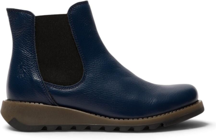 Fly London Dames Chelsea enkellaarsjes van leer in marineblauw SALV195