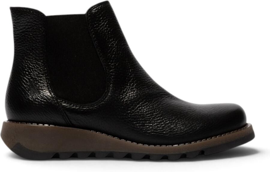 Fly London Dames Chelsea enkellaarsjes van leer in zwart SALV195