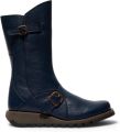 Fly London Dames halfhoge leren laarzen in marineblauw MES2913 - Marineblauw