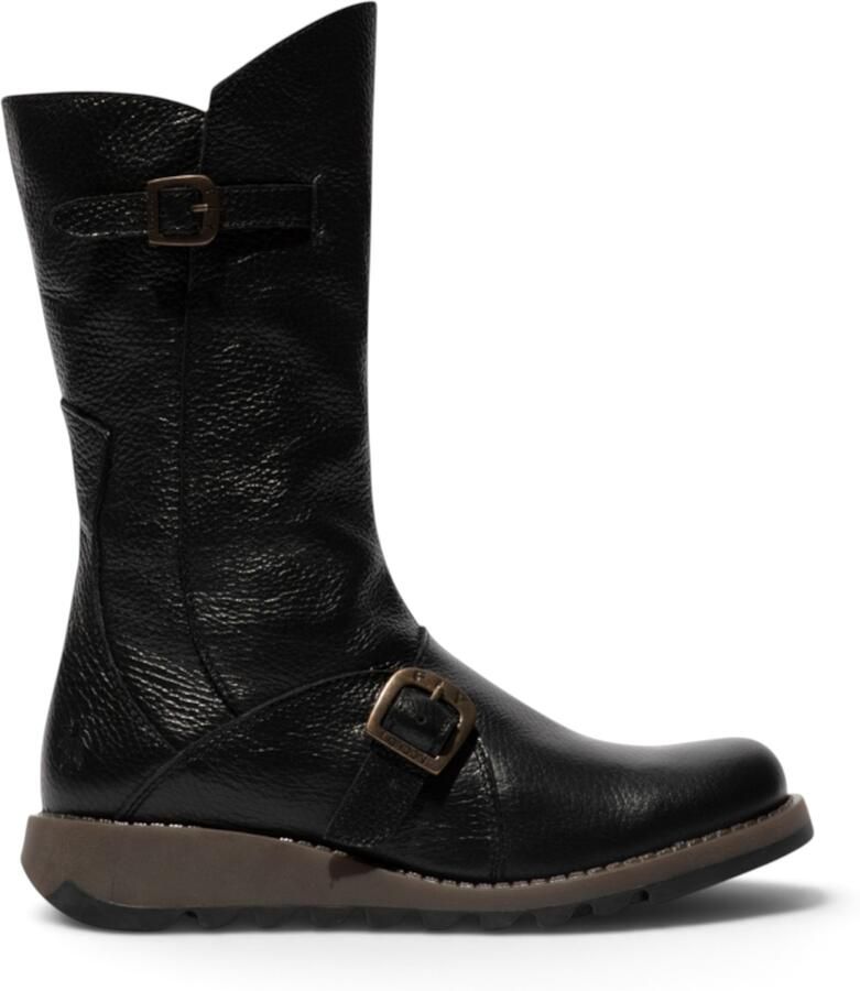 Fly London Dames halfhoge leren laarzen in zwart MES2913