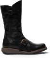 Fly London Dames halfhoge leren laarzen in zwart MES2913 - Zwart