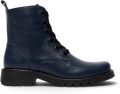 Fly London Dames leren veterenkellaarsjes met hak in marineblauw RAMY488 - Marineblauw