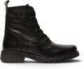 Fly London Dames leren veterenkellaarsjes met hak in zwart RAMY488 - Zwart