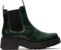 Fly London Dames Petrol Green MEDI789 Wedged Chelsea Enkel Leren Platform Laarzen - Donkergroen