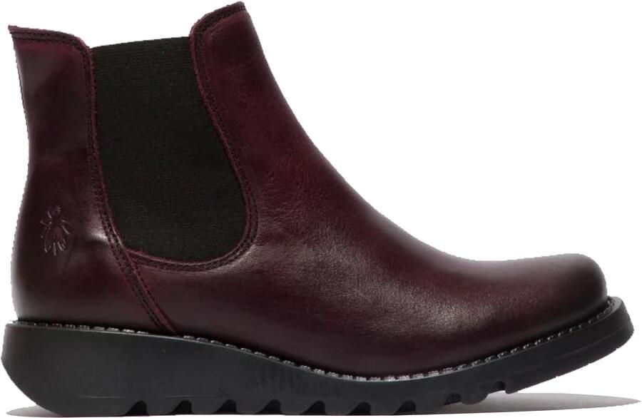 Fly London Dames Rode SALV Chelsea Leren Enkel Casual Wedge Heel Laarzen
