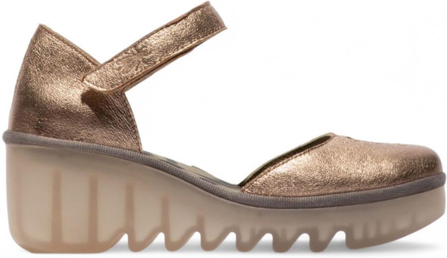Fly London Dames Sahara Gold BISO305FLY Wedges Sandalen Espadrille Stap Hakken